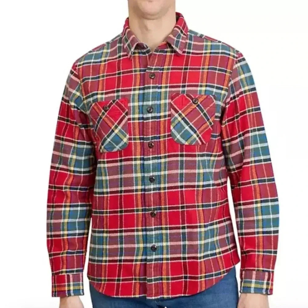 LANDS END Mens Plaid Cotton Rugged Flannel. XL SHIRT(a2